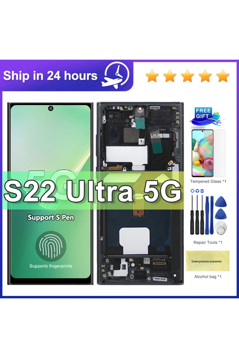 erorex EU Purple Frame S22 Ultra Super AMOLED Screen for S22 Ultra 5G S908B S908B/DS Lcd Display Digital T - Image 1