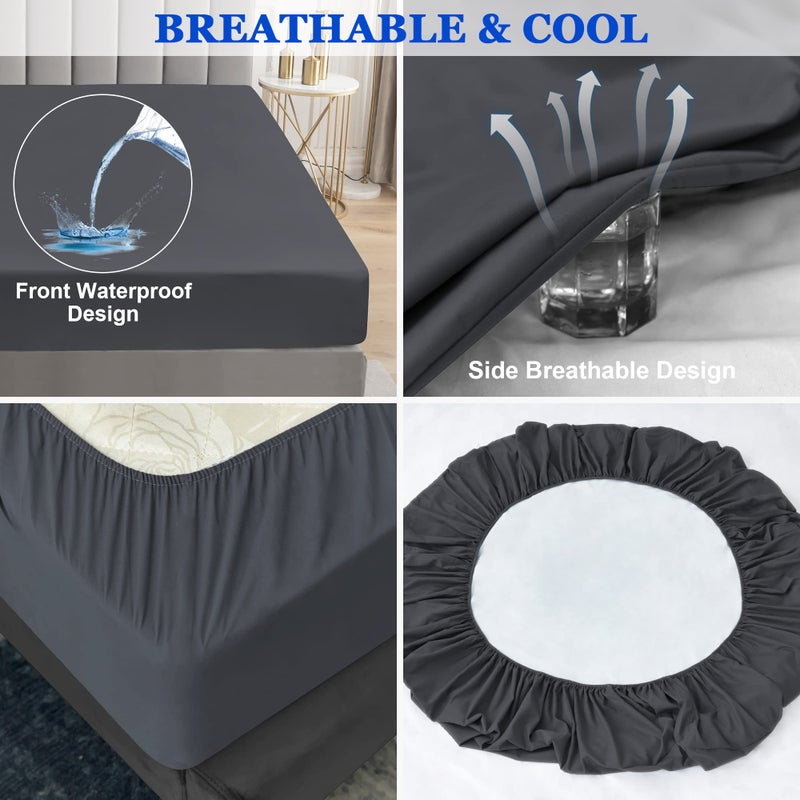 Sufdari Full Size Mattress Protector Waterproof Mattress Protector Fitted Sheet Style Mattress Cover with 18"" Deep Pocket Washable and Comfortable-Deep Gray Full - Image 5