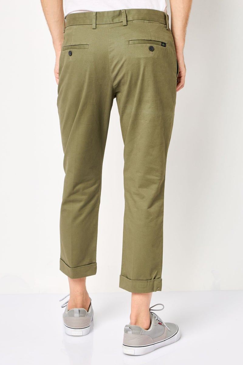 LACOSTE Men Regular Fit Solid Cropped Pants, Olive - Image 4