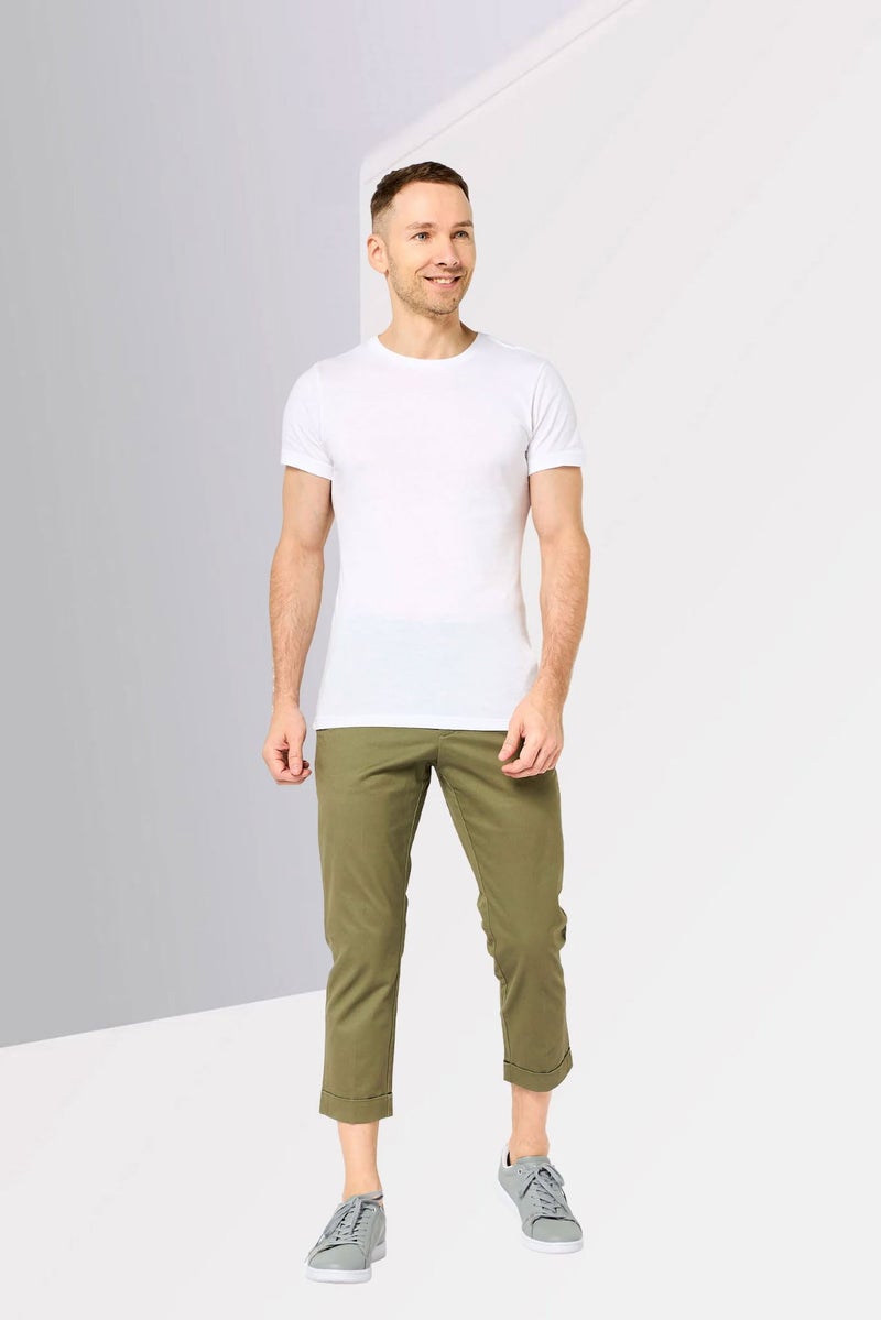 LACOSTE Men Regular Fit Solid Cropped Pants, Olive - Image 2
