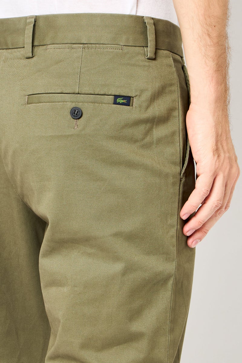 LACOSTE Men Regular Fit Solid Cropped Pants, Olive - Image 3