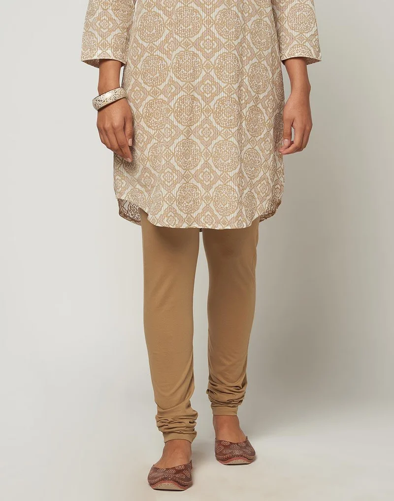 Fabindia Beige Cotton Full Length Churidar