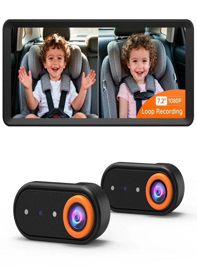 Luckview BM5 MAX 1080P HD Dual Baby Car Camera with Recording, 7.2” Split Screen Monitor for 2 Kids, Dual Car Baby Monitor Car with Auto Night Vision, Easy Installation Backseat Camera for Baby - Image 1