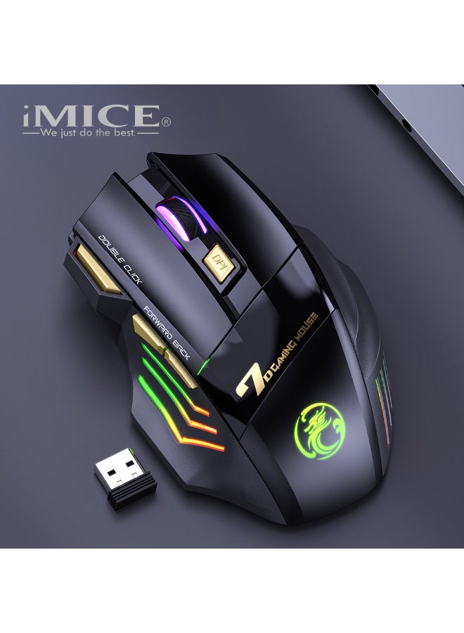 iMice 2.4G silent, rechargeable, colorful breathing light wireless gaming mouse without double-click - Image 1