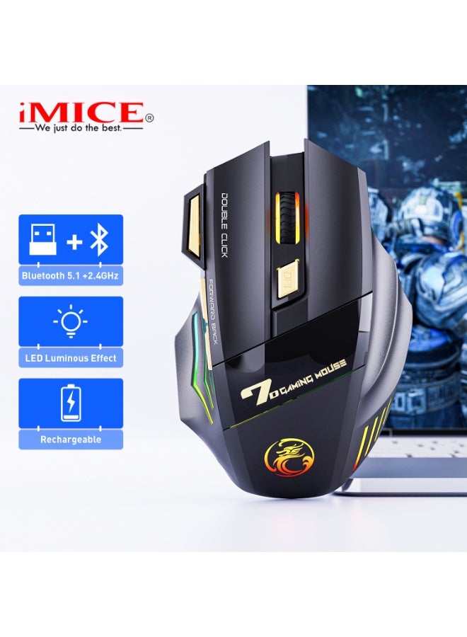 iMice 2.4G silent, rechargeable, colorful breathing light wireless gaming mouse without double-click - Image 3