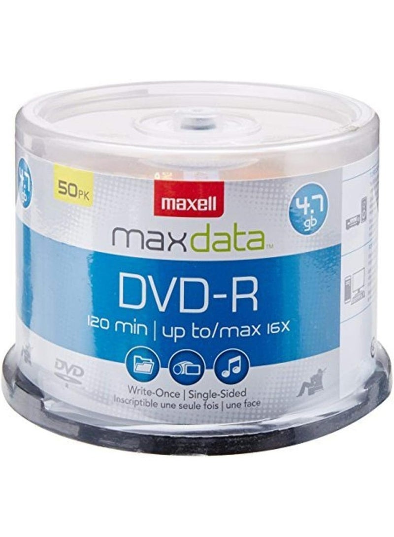 Maxell Maxell 638011 Superior Archival Life Metal Azo Dye Construction Write Once Format DVD-R 4.7 Gb Spindle 50 Disc Pack - Image 1