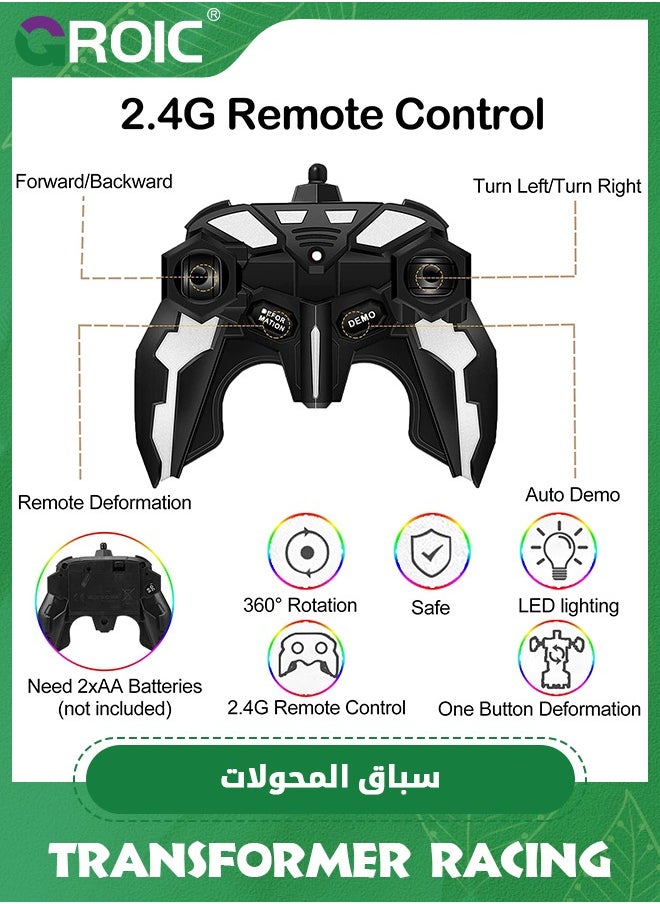 GROIC - Transform RC Car Robot, LED Remote Control Car Transforming Robot 360° Speed Drifting one-click Deformation Remote Control Car Independent Robot Deformation RC Car Toy - Image 1