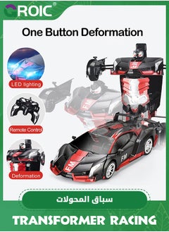 GROIC Transform RC Car Robot, LED Remote Control Car Transforming Robot 360° Speed Drifting one-click Deformation Remote Control Car Independent Robot Deformation RC Car Toy  - Image 3
