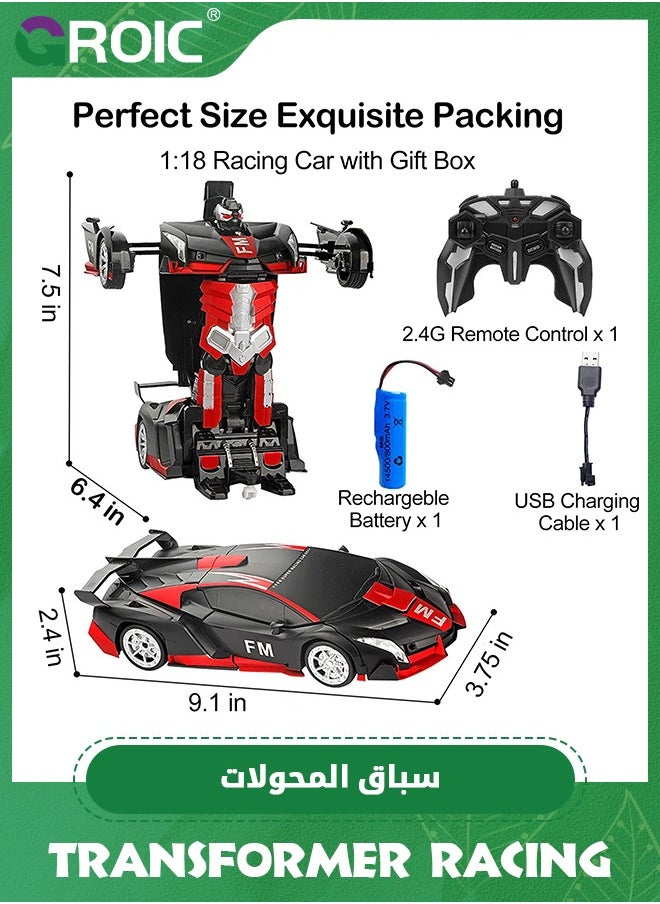 GROIC - Transform RC Car Robot, LED Remote Control Car Transforming Robot 360° Speed Drifting one-click Deformation Remote Control Car Independent Robot Deformation RC Car Toy - Image 1
