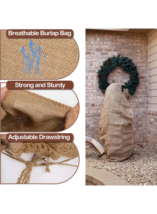 Konload Burlap Plant Covers Freeze Protection Bags, Large Winter Plant Frost Protector with Drawstring Reusable Tree Freeze Blanket (24x32) - Image 4
