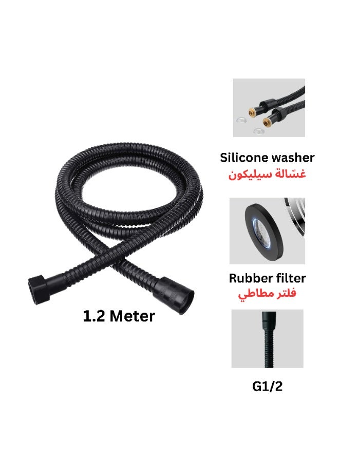 ITG Shower Hose 1.2m Matte Black, Flexible Handheld Shower Pipe with Brass Insert & Nut, Anti-Leak, Universal Fit for All Shower Heads, Bathroom Replacement Hose - Image 3