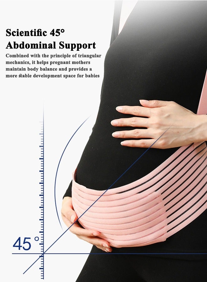 حزام دعم البطن أثناء الحمل والولادة قابل للتهوية مع أحزمة قابلة للتعديل، تصميم علمي بزاوية 45 درجة ودعم مريح ثلاثي الأبعاد، يوصى به من قبل أطباء النساء والتوليد لتخفيف آلام الظهر وضغط الحوض والتبول المتكرر أثناء الحمل (وردي، كبير) - Image 3