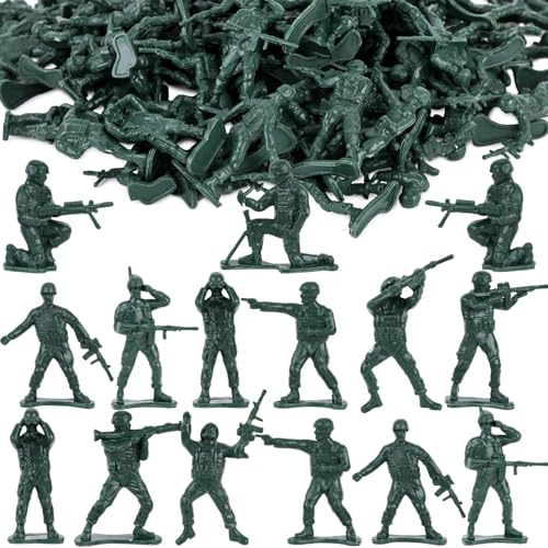 MCPINKY 100PCS Army Men Toy Soldiers Plastic Soldier Figures Army Men Playset Multiple Poses for Boys Birthday Gift Green - Image 1