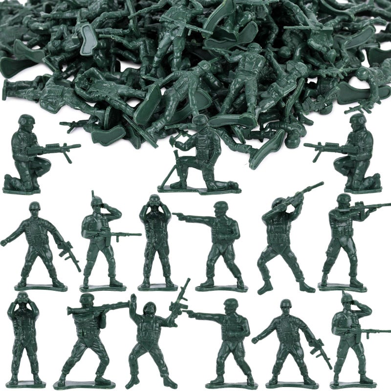MCPINKY 100PCS Army Men Toy Soldiers Plastic Soldier Figures Army Men Playset Multiple Poses for Boys Birthday Gift Green - Image 2