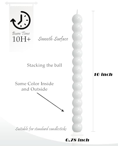 LPUSA White Spiral Taper Candles Twisted Candle Conical Stick Candles for Holiday Wedding Party Wax Unscented Dinner Candle Dripless,Christmas Gift H 10 Inch, 4pcs（White-C） - Image 4