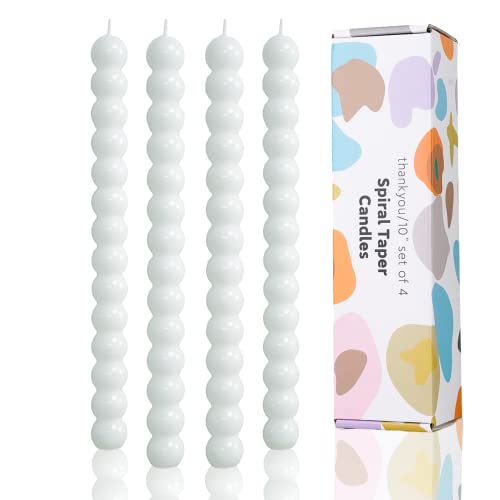 LPUSA White Spiral Taper Candles Twisted Candle Conical Stick Candles for Holiday Wedding Party Wax Unscented Dinner Candle Dripless,Christmas Gift H 10 Inch, 4pcs（White-C） - Image 1
