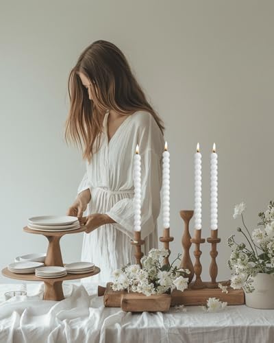LPUSA White Spiral Taper Candles Twisted Candle Conical Stick Candles for Holiday Wedding Party Wax Unscented Dinner Candle Dripless,Christmas Gift H 10 Inch, 4pcs（White-C） - Image 2