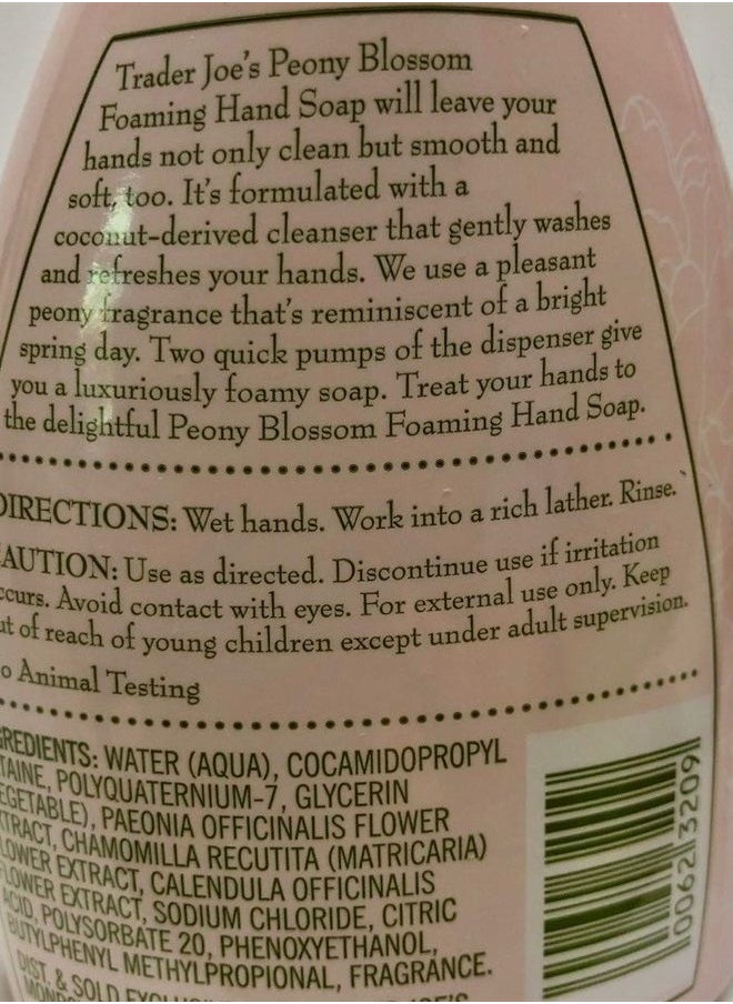 TJ - Trader Joes Foaming Hand Soap, Qty. 2 - Apple Cider or Peony Blossom (Peony Blossom) - Image 1