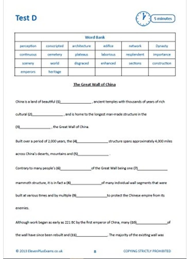 11+ Essentials Verbal Reasoning: Cloze Tests Book 1 - Image 4