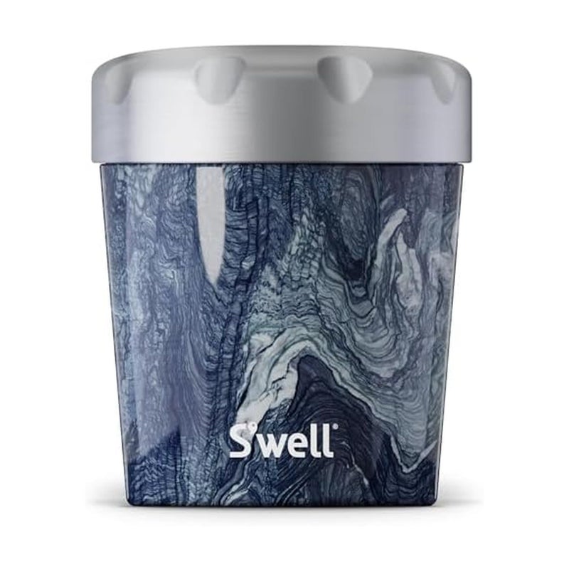 Swell Stainless Steel Ice Cream Chiller 16oz Azurite Marble Triple Layered Vacuum Insulated Container Keeps Ice Cream Frozen For Up To Four Hours BPA Free