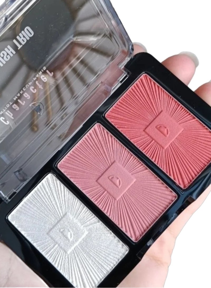 Character Glow & Blush Trio Highlighter And Blush Palette Travel Friendly (CGT003) - Image 2