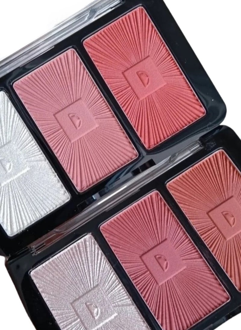 Character Glow & Blush Trio Highlighter And Blush Palette Travel Friendly (CGT003) - Image 3