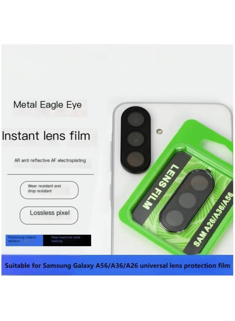 Samsung Galaxy A56 Camera Lens Protector Individual Tempered Glass Camera Screen Protector Metal Ring Lens Cover for Galaxy A26/A36/A56 Accessories (Black)  - Image 3