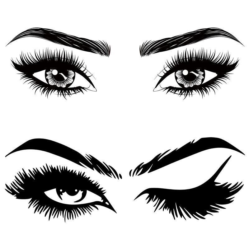 2 Pieces Eyes Wall Decal Big Eyes Wall Stickers Fashion Eyelash Sticker Women Beautiful Decals Decor for Living Room Bedroom Classic Styles