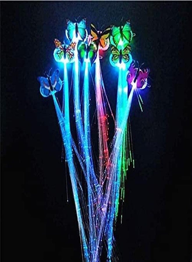 9UP™ 6Pcs Braid Optical Fibber Hairpin Party Décor | LED Flashing Light Butterfly Hair Clip | Girl and Women Party Favours For | LED Hair Pin | LED Hair Accessories - Image 1