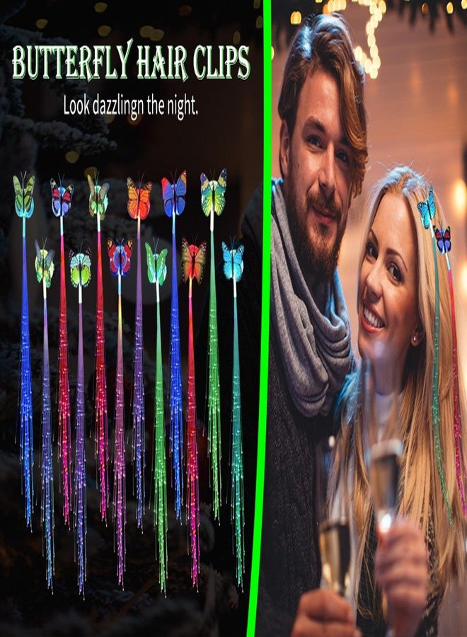 9UP™ 6Pcs Braid Optical Fibber Hairpin Party Décor | LED Flashing Light Butterfly Hair Clip | Girl and Women Party Favours For | LED Hair Pin | LED Hair Accessories - Image 4