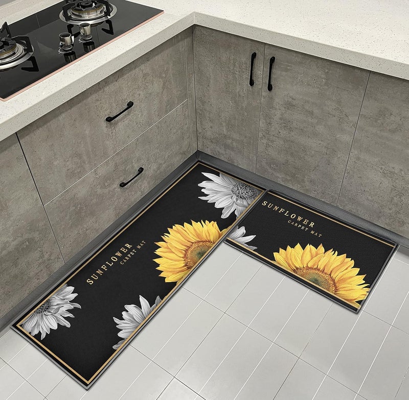 2 Pack Kitchen Floor Rugs, Anti-Skid Rubber Mats Small and Large, Waterproof Non-Slip Standing Pads for Sink, Stove, Laundry & Utility Room Floors - Image 3