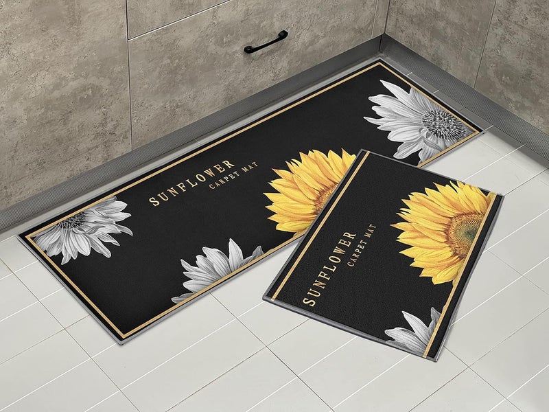 2 Pack Kitchen Floor Rugs, Anti-Skid Rubber Mats Small and Large, Waterproof Non-Slip Standing Pads for Sink, Stove, Laundry & Utility Room Floors - Image 2