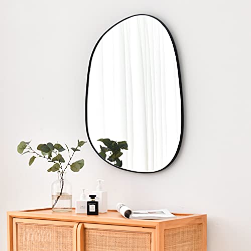 ELEHUME Asymmetrical Wall Mirror for Decor 175225 Modern Black Framed Wall Mirror for Living Room Bathroom Bedroom Entryway ELESTOU0066B - Image 1