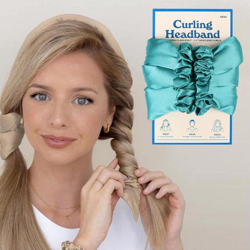 كلاراكو أداة تجعيد شعر مريحة بدون حرارة للنساء والفتيات، مناسبة للنوم، مع ربطة رأس، وشريط تجعيد، وأدوات تجعيد الشعر الطويلة طوال الليل - لون أزرق فاتح - Image 3