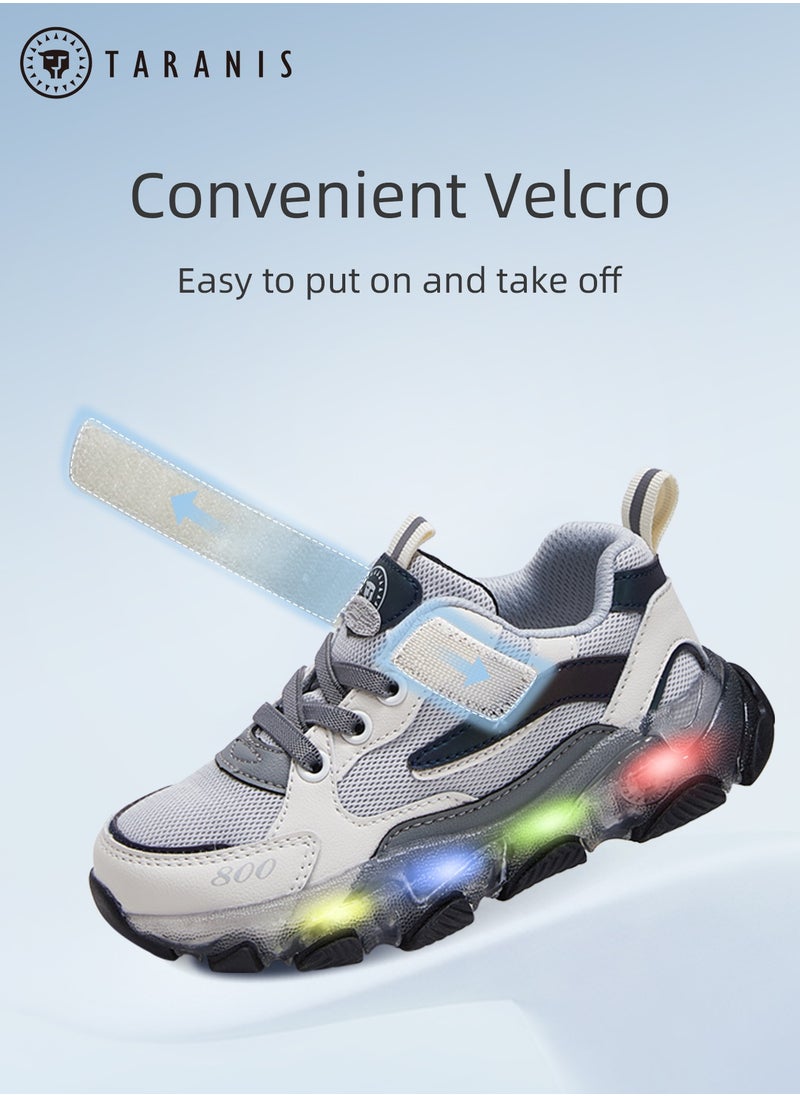 Taranis - Boys Fashionable Light Sneakers for Summer,LED Flash,Breathable Mesh,Non-slip Kids Sports Shoes,Multiple Occasion - Image 1