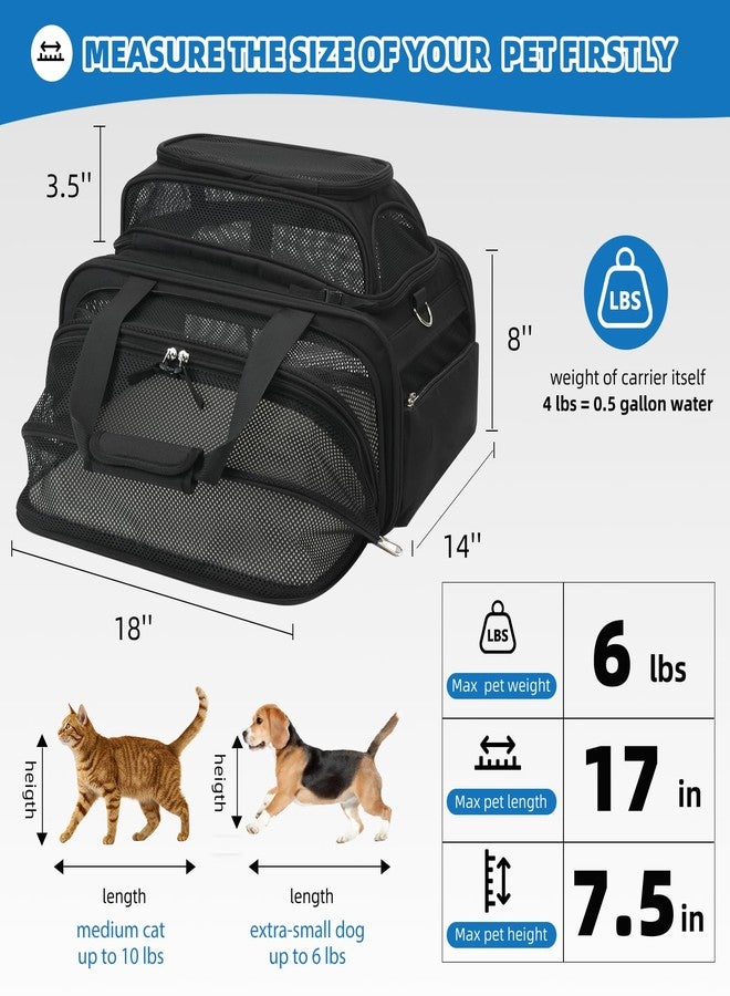 pidipiti 18x14x8 TSA Approved,top and Side Expandable pet Carrier for Extra-Small Dog Under 6 lbs,or Medium cat Under 10 lbs,for Airlines only Have 8'' Height Space underseat - Image 3