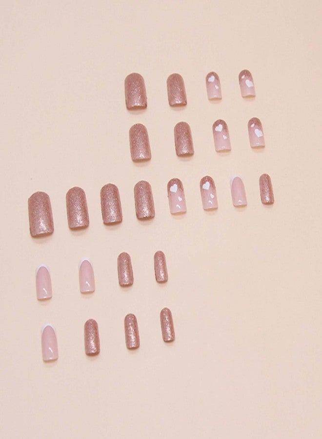 YoYoee French Nails Tips Medium Square False Nails Valentines Nails Press on Nails Full Cover Gradient Fake Nails for Women and Girls 24PCS - Image 4