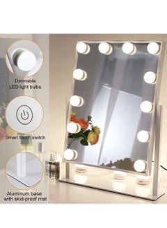 Cool Baby Makeup Mirror with Lighting, Illuminated Standing Mirror for Dressing Table with Dimmable Lamps, White Hollywood Mirror with Light  - Image 4