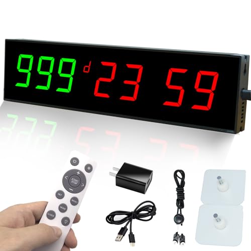 QINYUNE Digital Days Countdown Timer Clock,Retirement Countdown Calendar up to 999 Days,Count Timing Up Stopwatch,LED Wall Clock with Remote Control for Wedding Birthday Event Sports Vacation Examination - Image 1