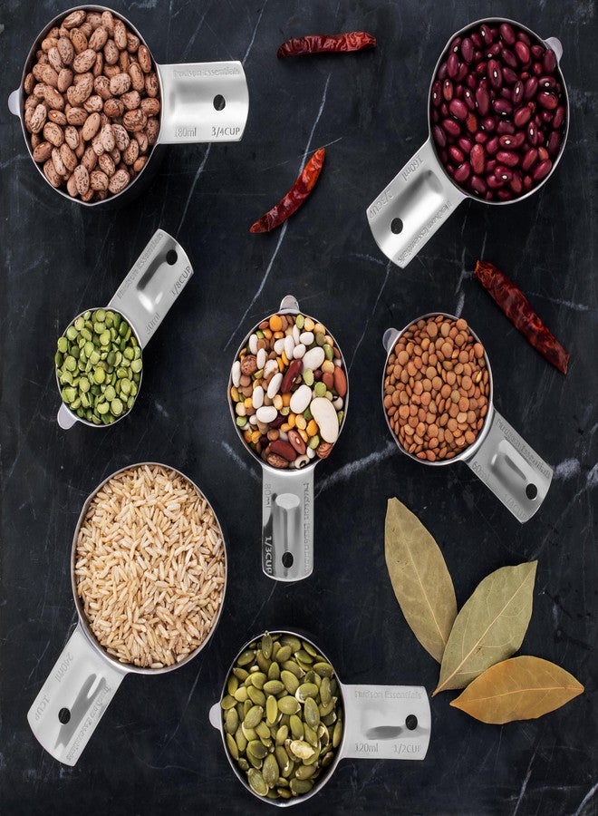 Hudson Essentials Stainless Steel Measuring Cups Set - Stackable Set with Spout - Image 4