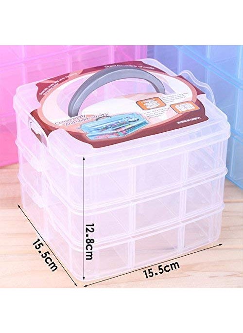 SHREVI Plastic Multi Utility Storage Box with 3 Removable Layers for Jewellery Multicolour 18 Grid 1 pcs  - Image 5