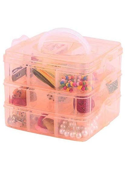 SHREVI Plastic Multi Utility Storage Box with 3 Removable Layers for Jewellery Multicolour 18 Grid 1 pcs  - Image 1