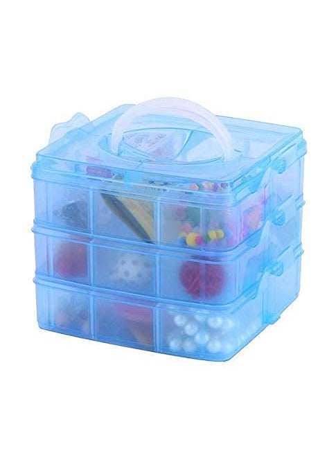 SHREVI Plastic Multi Utility Storage Box with 3 Removable Layers for Jewellery Multicolour 18 Grid 1 pcs  - Image 2