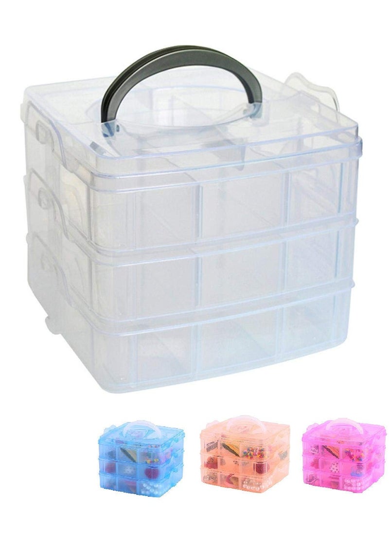 SHREVI Plastic Multi Utility Storage Box with 3 Removable Layers for Jewellery Multicolour 18 Grid 1 pcs  - Image 4