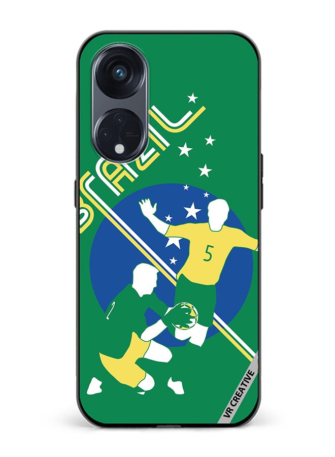 VR CREATIVE Protective Case Cover For Oppo Reno8 T 5G Brazil Football Soccer Players Design Multicolour - Image 1