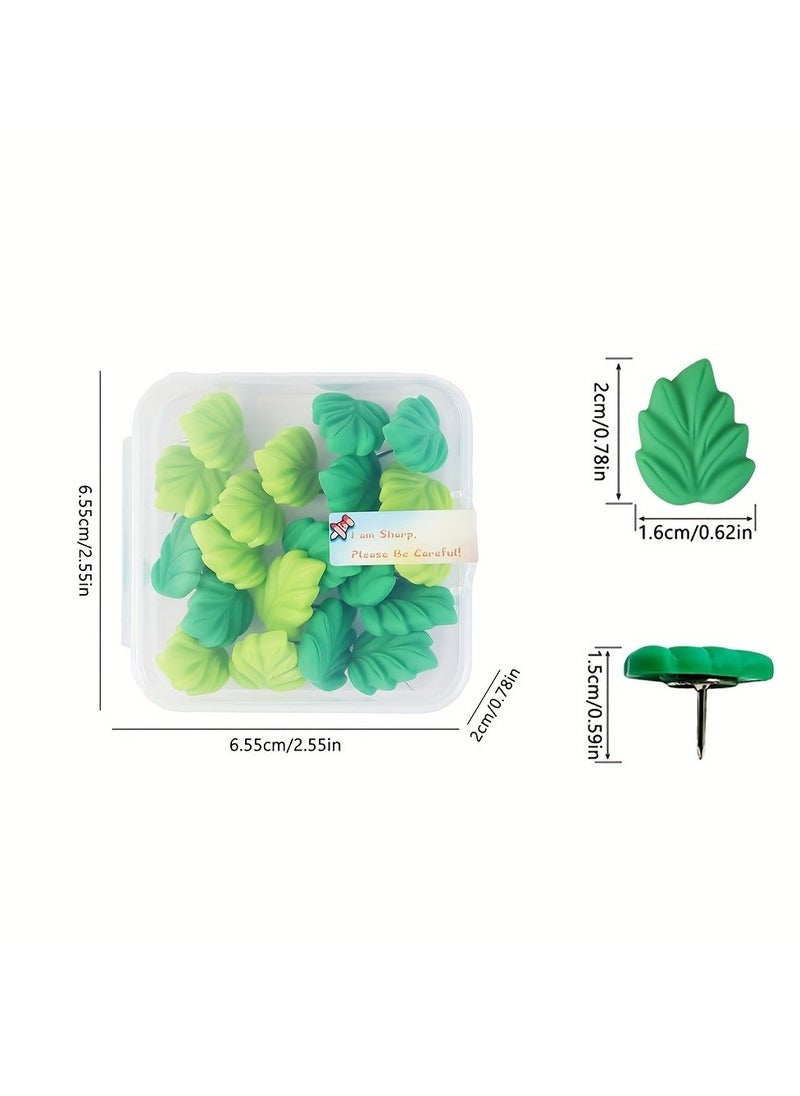 Generic 30Pcs Decorative Push Pins Green Leaves Flat Thumbtacks Creative Thumbtacks for Whiteboard Corkboard Photo Wall Map Bulletin Board Office or Home Decoration  - Image 4