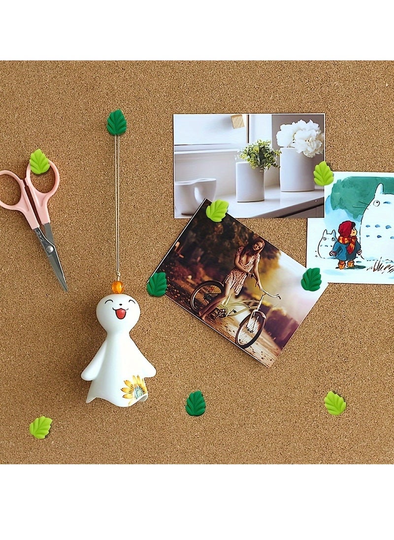 Generic 30Pcs Decorative Push Pins Green Leaves Flat Thumbtacks Creative Thumbtacks for Whiteboard Corkboard Photo Wall Map Bulletin Board Office or Home Decoration  - Image 5