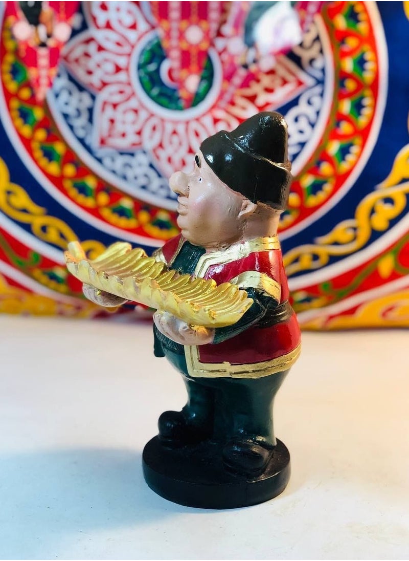 Porcelain figurine, figurines of famous Ramadan characters, lanterns character, leaf mask, size: 27 cm, Ramadan nuts and appetizers plate in the shape of a leaf