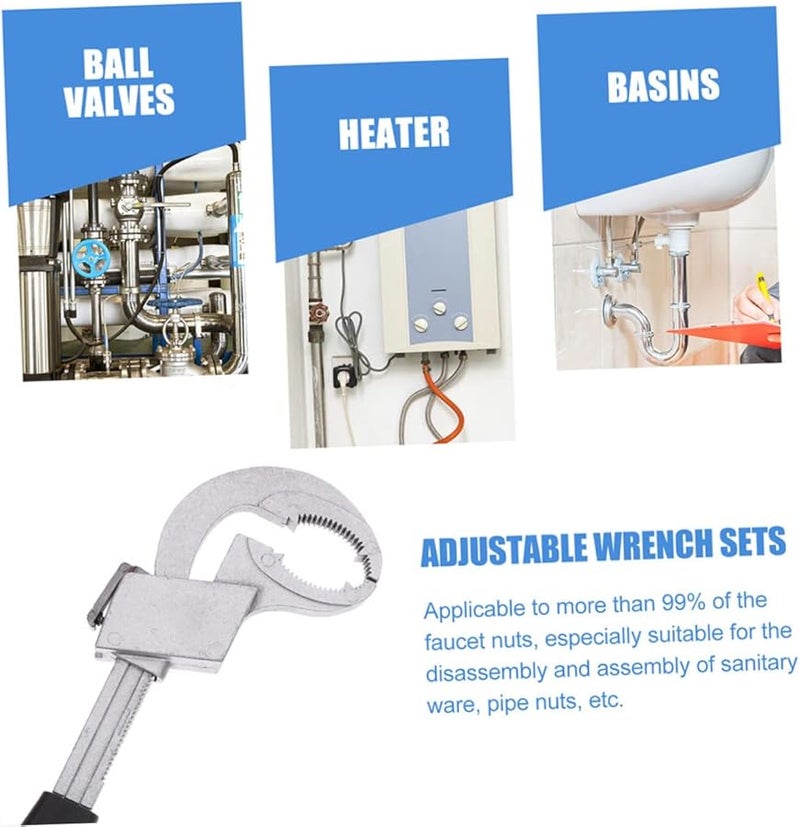 مفتاح سباك قابل للتعديل فم واسع مقبض قصير لإصلاح حوض المطبخ والحمام - Image 4