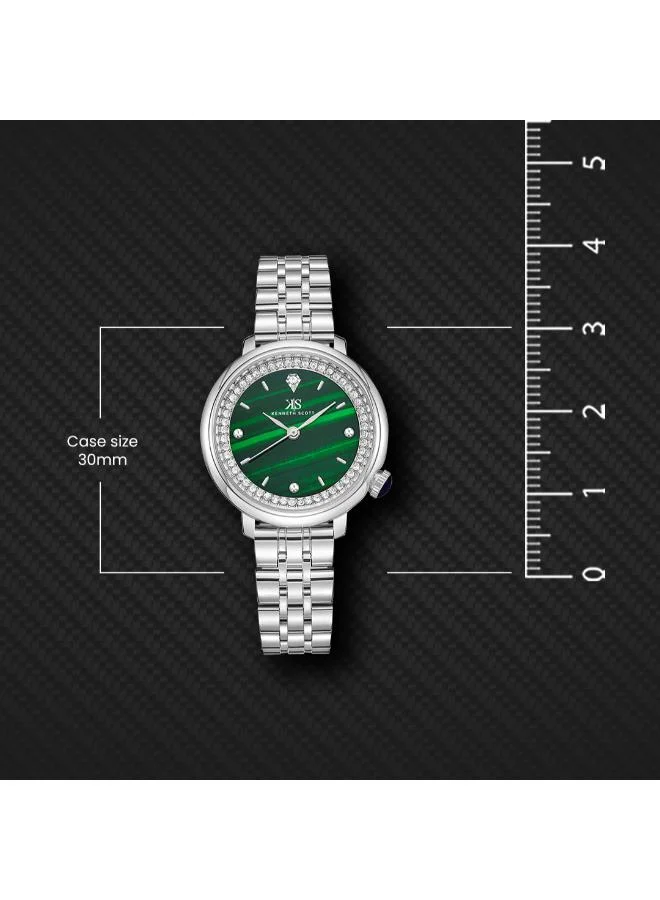 Kenneth Scott Green Women's Stainless Steel Analog Watch K23518-SBSH - 30 mm for Women | Best Price UAE
